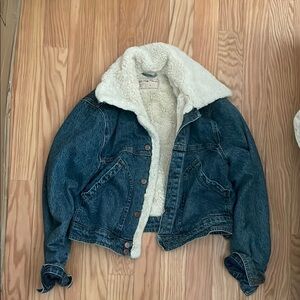 Free People Denim Jacket with White Sherpa Lining